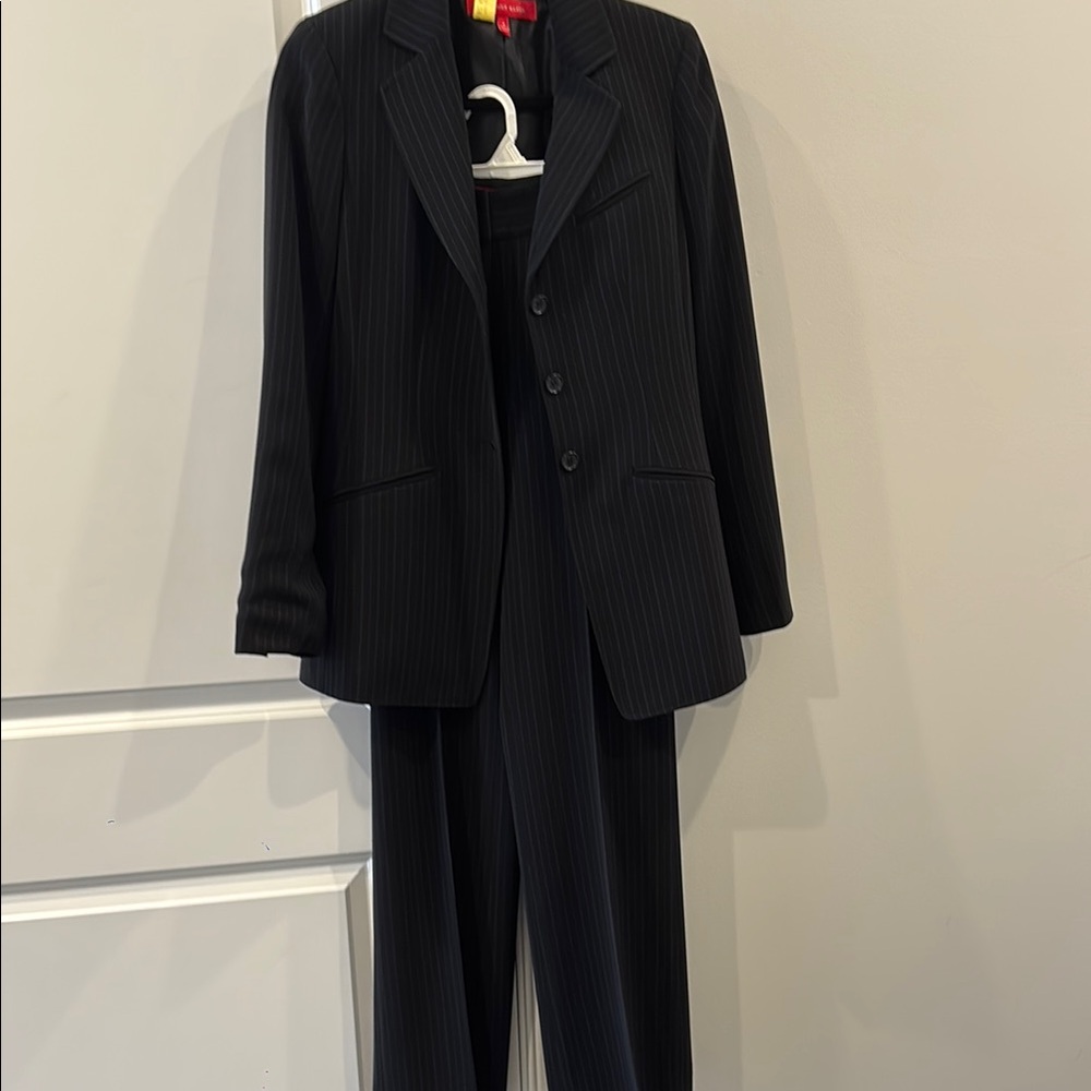 Anne Klein Navy Pinstripe Pantsuit - Picture 6 of 6
